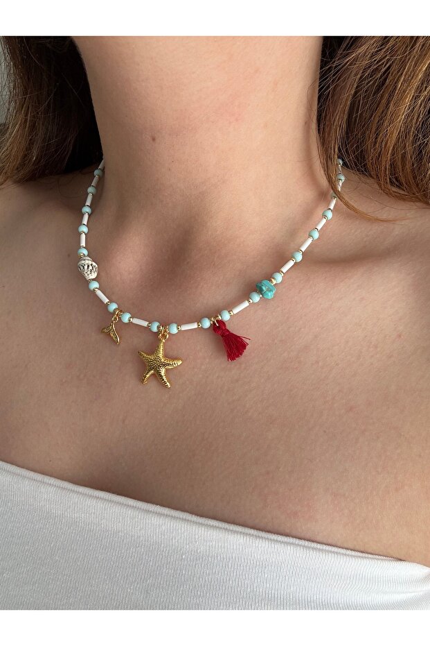 Starfish Charm Beaded Necklace