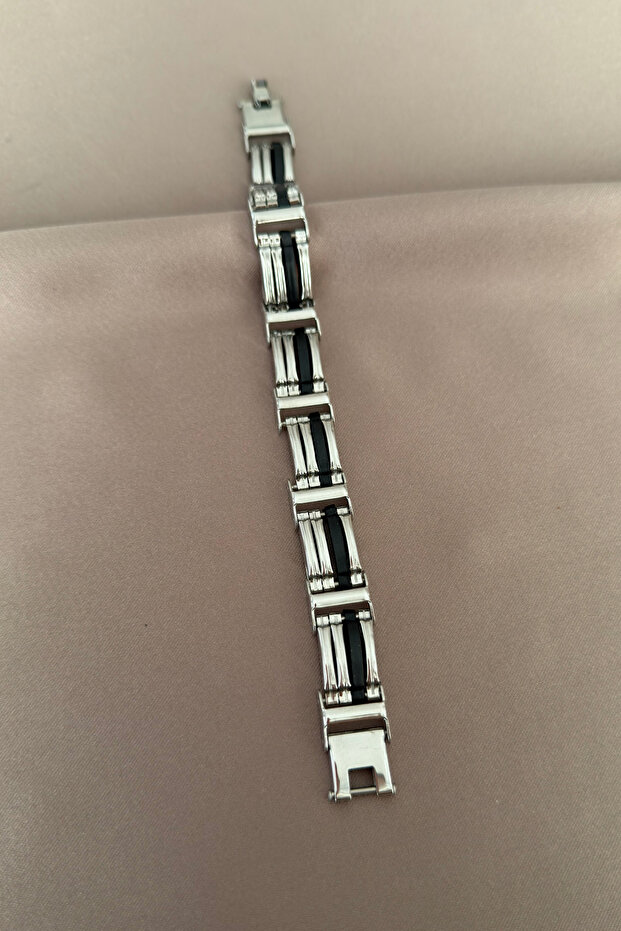 Single Black Stripe Detailed Men's Bracelet