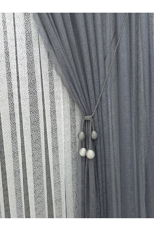 Fon Perde 2 Wings Gray 4 Balls Gift