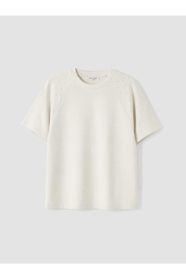 Vizyon New Season Crew Neck Stone Embroidered Blouse