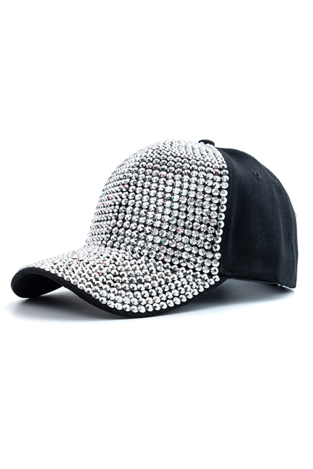 56cm-60cm White Black New Women Diamond Inlay Cap Simple Plain Baseball Cap Female Adjustable Casual