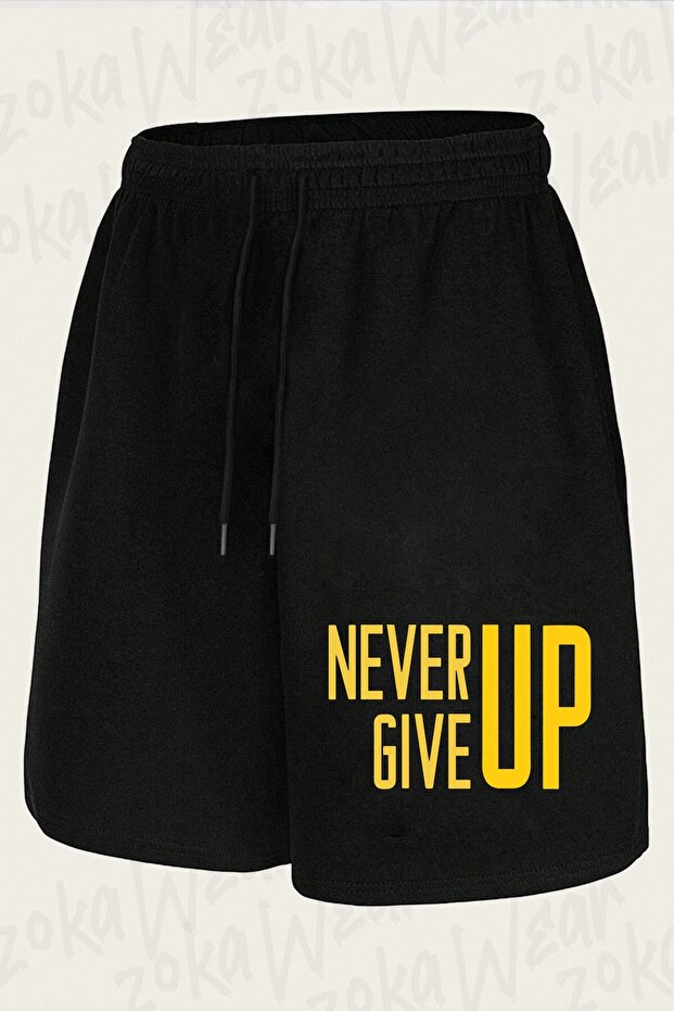 شورت مطبوع بتصميم Never Give Up Asla Vazgeçme للجنسين
