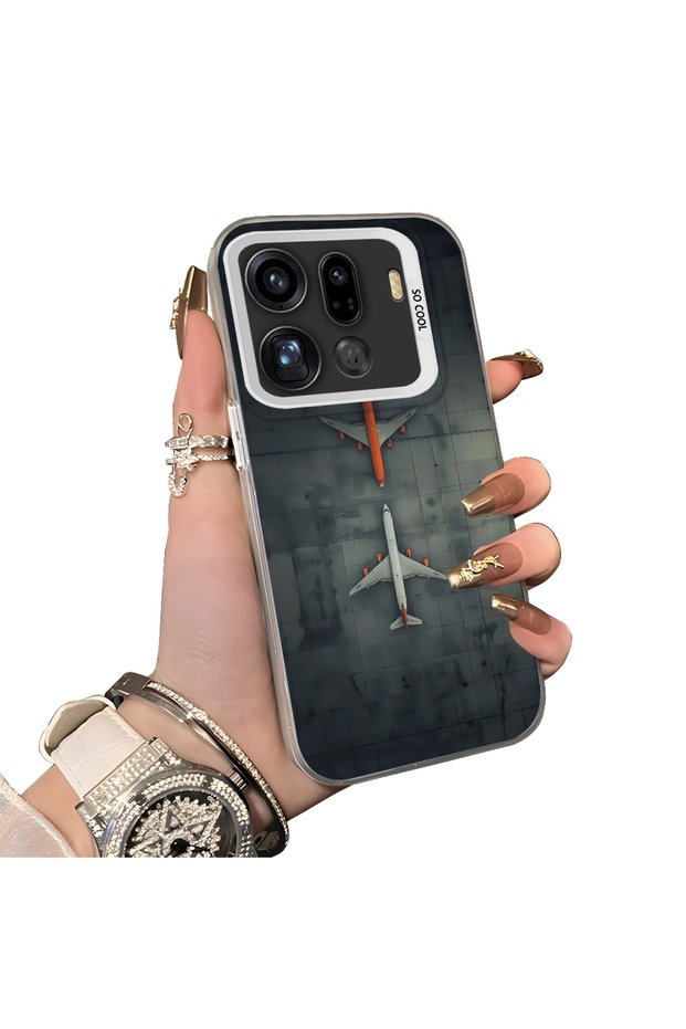 Oppo Find X9 Pro 5g Compatible Silicone Edge Hard Back Case Couple Phone Case with Airplane Pattern