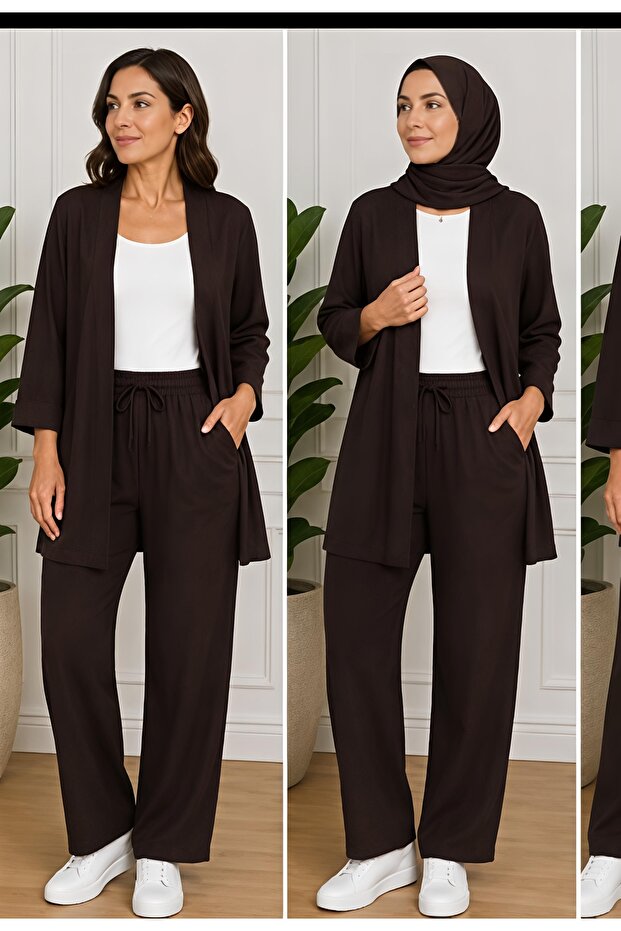 Women's Linen Trousers and Jacket 2-Piece Set
