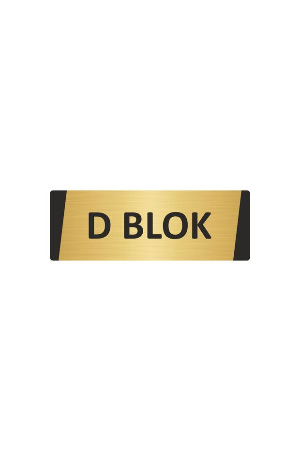 D Block Metal Warning Sign 10X20 cm Gold Color