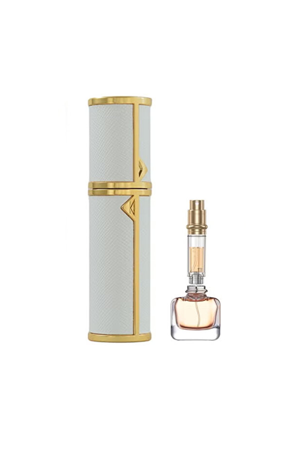 زجاجات عطر فارغة قابلة لإعادة التعبئة، بخاخ عطر محمول صغير قابل لإعادة الملء، زجاجة رش عطر للسفر، مانعة للتسرب، جلد فاخر، 5 مل (أبيض)