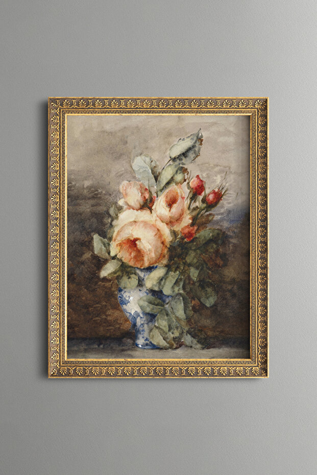 Rose Bouquet in Vase - Vintage Patterned Painting - Fine Model