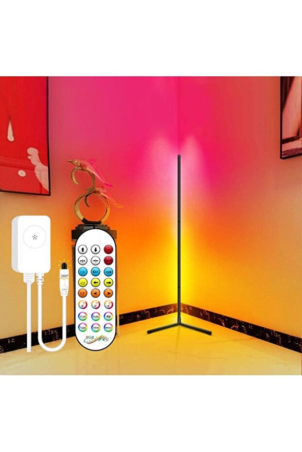 Remote Control RGB LED Corner Floor Lamp Red/Yellow