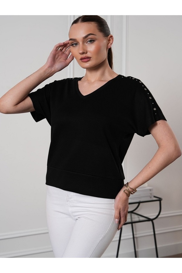 Shoulder-Detachable Bird-Eye Collar Blush