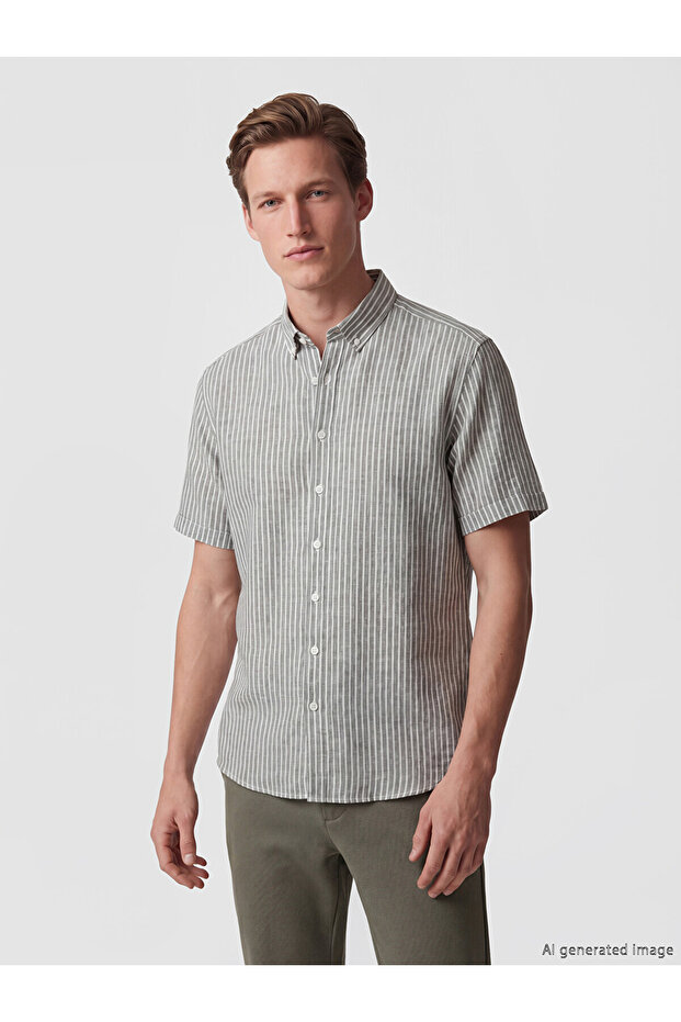 Nevavm Regular Fit Striped Textured Men's Shirt with Difference
