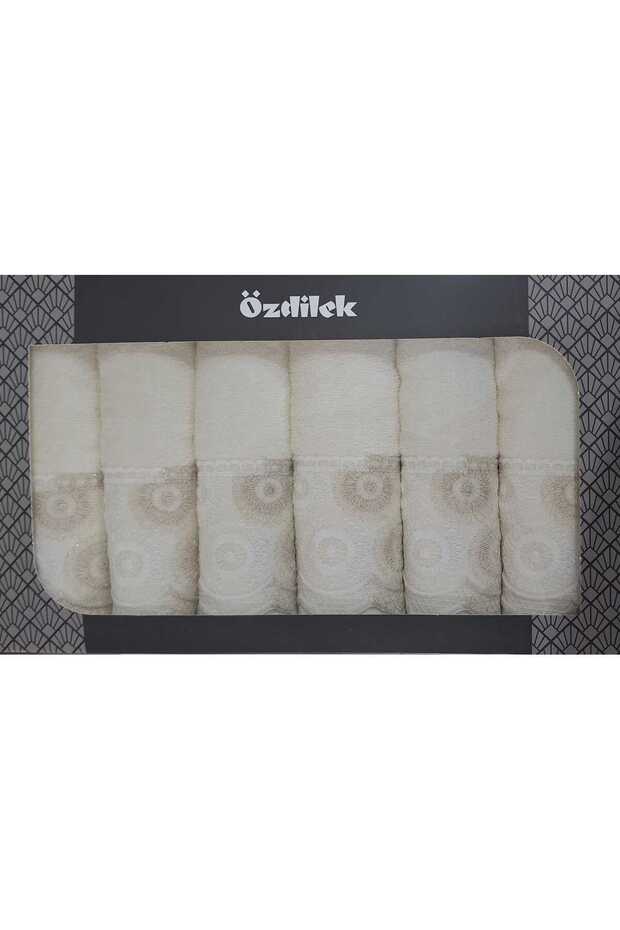 Beyza Güpürlü 6-Piece Towel Set 50*90 cm Hand-Face Towel Cream