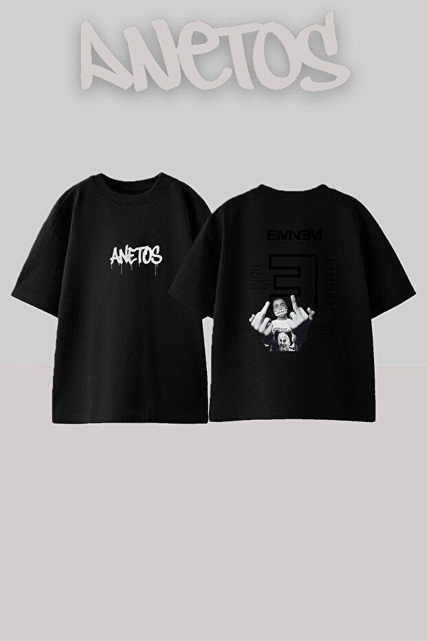 Eminem Slim Shady_10 Design Printed Unisex Oversize Black Tshirt