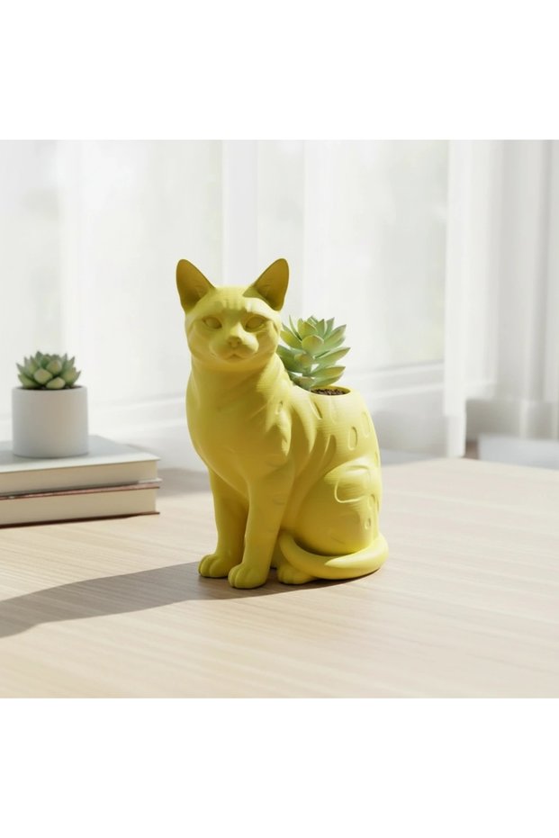 3D Printed Bengal Cat Shape Decorative Mini Pot
