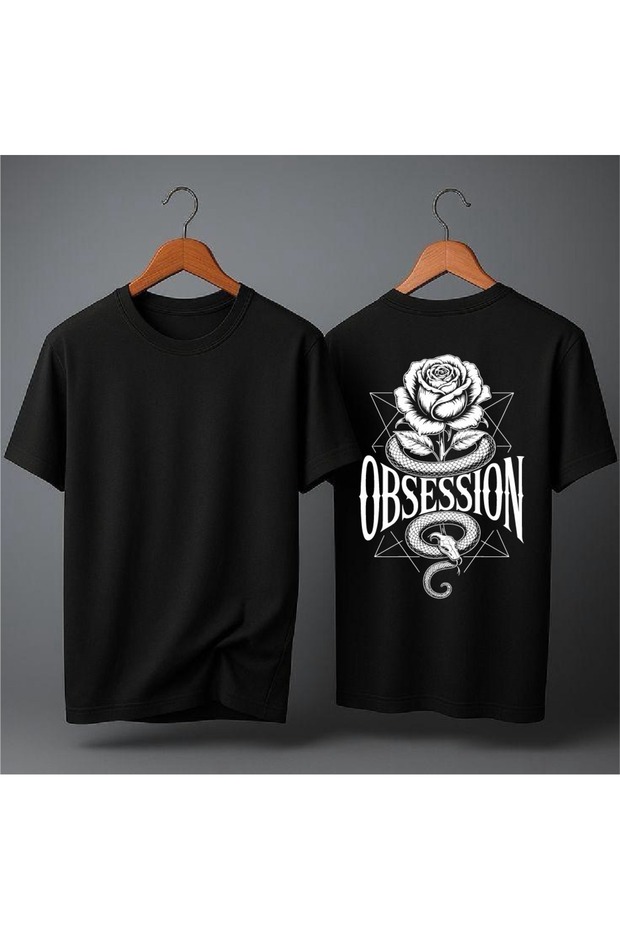 Eye-Catching Printed Oversized T-Shirt with Snake and Rose Design