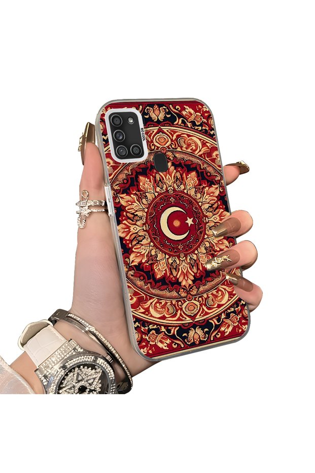 Samsung Galaxy A21S Compatible Hard Acrylic Back Silicone Edge Lens Protection Case