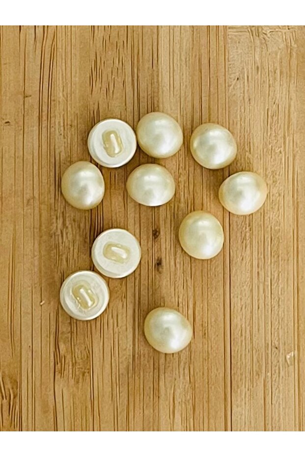 11mm Bottom Mounted Plastic Luxury Pearl Button. 9 Pieces. Cream.