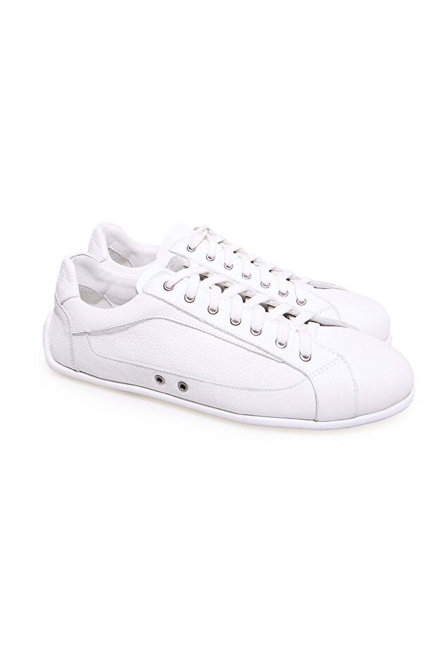 White Color Lace-Up Genuine Leather Men's Shoes