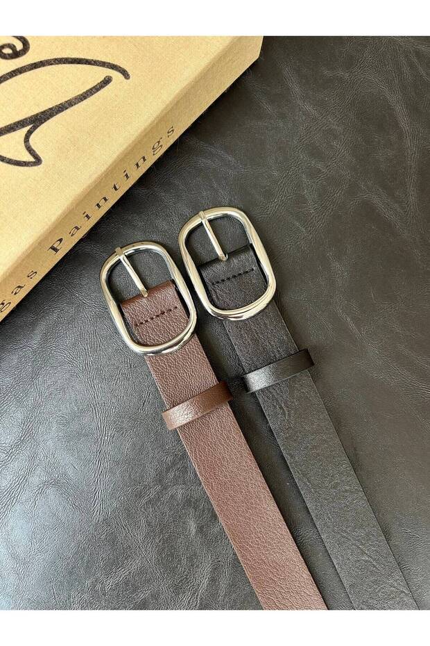 2-Piece Medley Silver Buckle Model Buckle Jacket Belt Dress Belt Trouser Belt