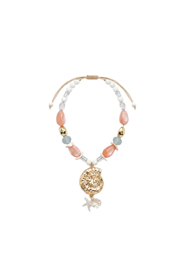 Seashell Collection Spiral Charm Necklace Pink