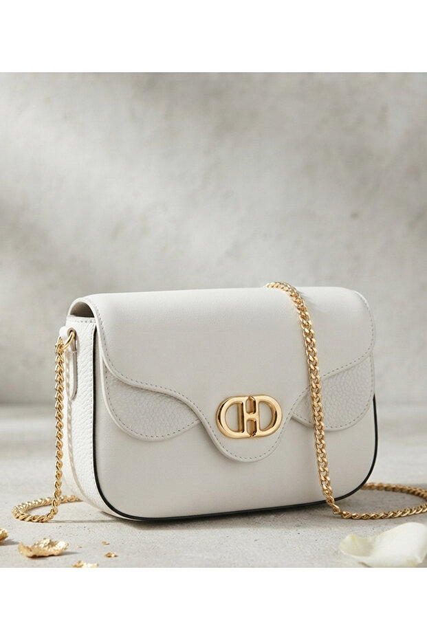Gold Detailed Minimalist Women's Shoulder Bag Size: 20*14 cm