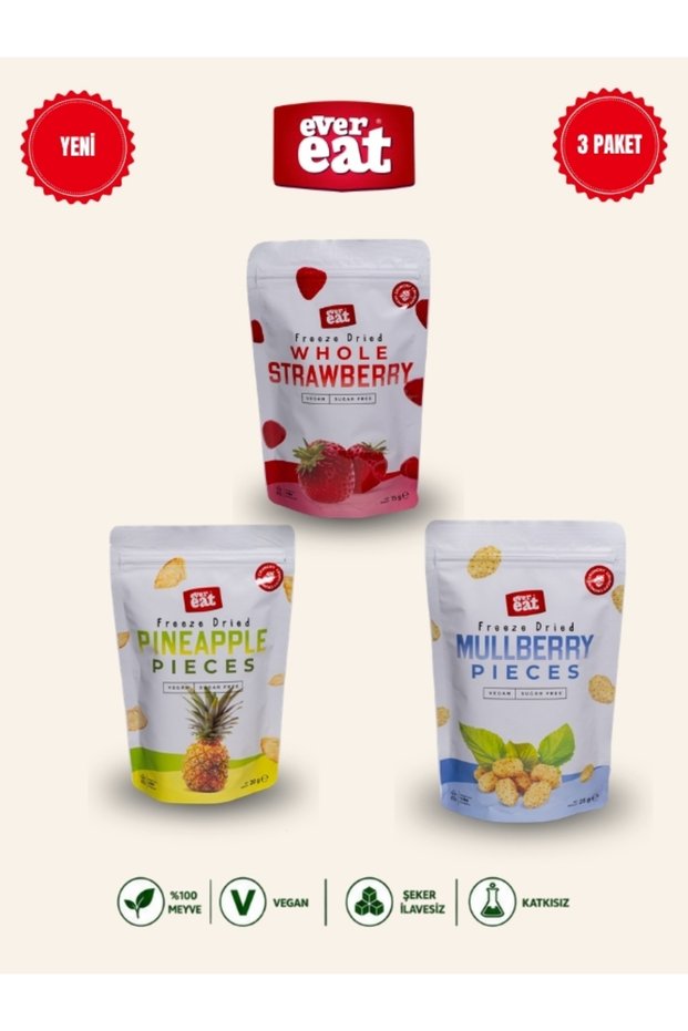 Strawberry-Pineapple-Goji Berry Freeze Dried Fruit Chips 3-Pack Gourmet Snack