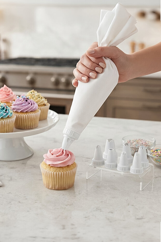 9 Different Tip Cream Piping Bags Pastry Cake Dough Sculpting Tools