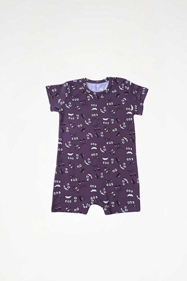 Oeko-Tex ® 100% Cotton Baby Boy Romper | Monster Face Pattern | Summer Short Sleeve Short Pants