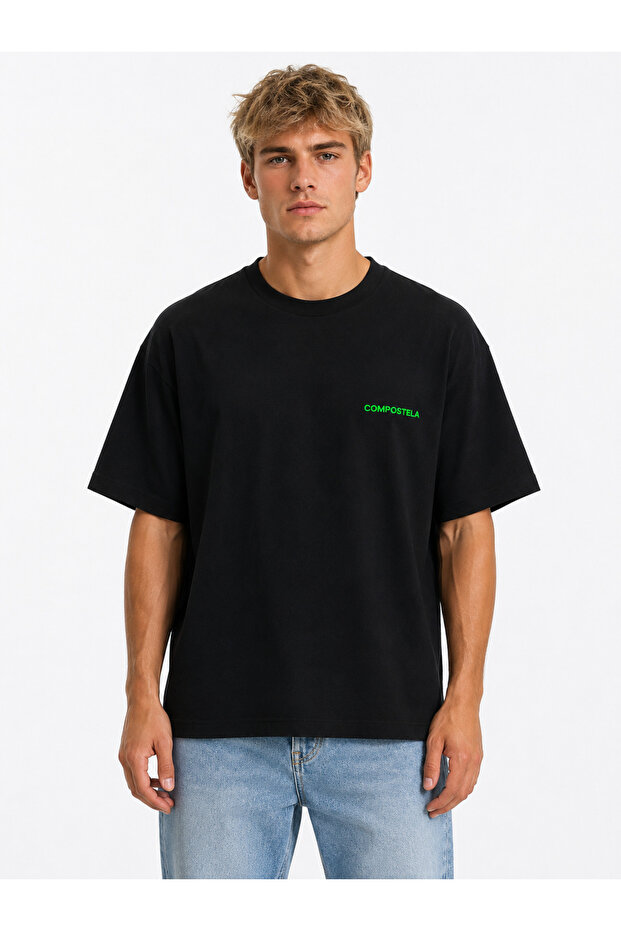 Unisex Women's and Men's T-Shirt with Written Logo, Front Print, Oversize, Thick Fabric, Comfortable Cut, Cotton T-Shirt