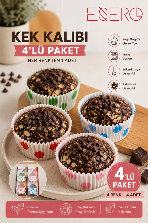 4-Piece Cake Capsule Set 240 Pieces – Colorful Muffin Paper, Suitable for the Oven, No Grease Paper Needed, Cupcake Cake Mold