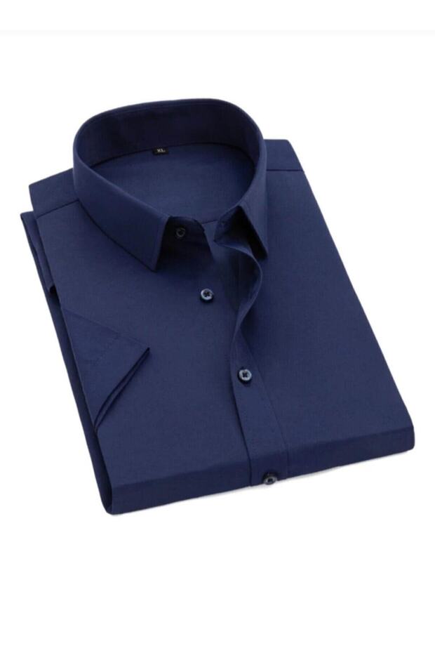 Men's Navy Blue Short Sleeve Classic Cut Shirt
