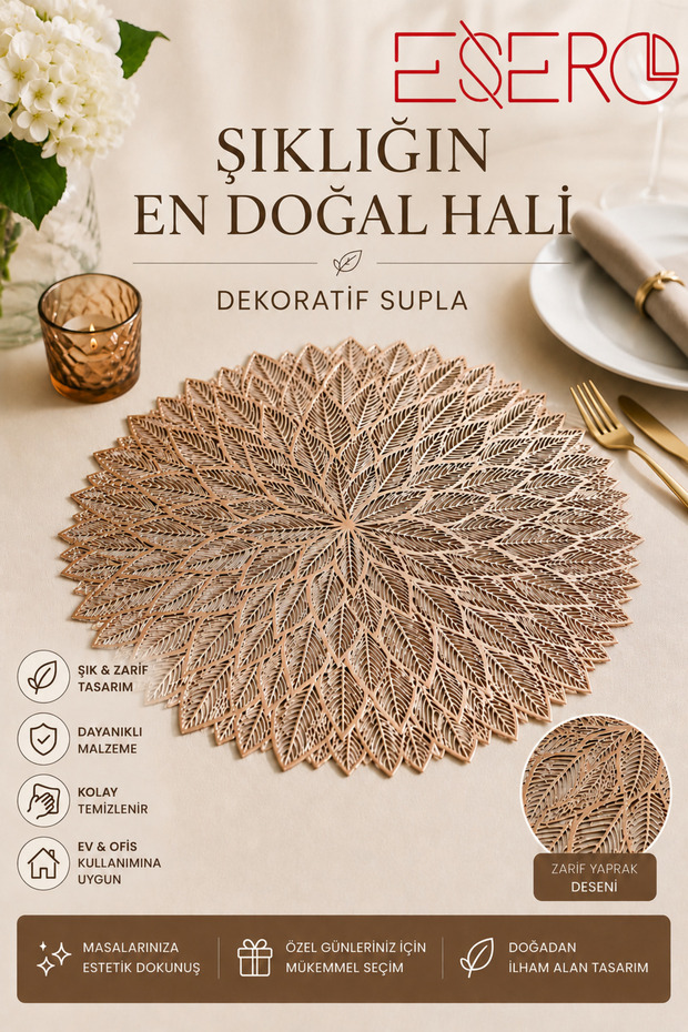 30831 Luxury Decorative Supla – Leaf Patterned Modern Tableware Presentation Coaster