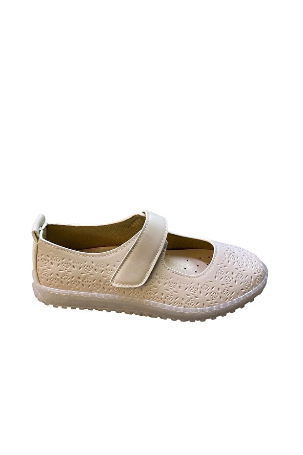 Women's Transparent Sole Perforated Top Strap Summer Ballerinas