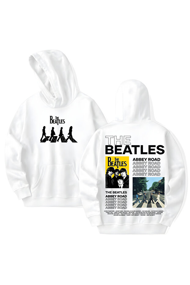 سويت شيرت بقلنسوة من القطن المطبوع بأكمام طويلة من The Beatles، مكون من 3 خيوط