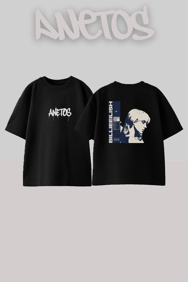 Billie Eilish_42 Design Printed Unisex Oversize Black Tshirt