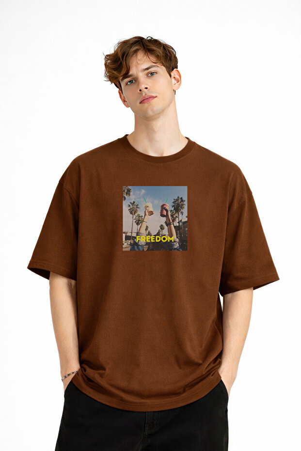 Neeedom - Oversize Men's T-Shirt Brown