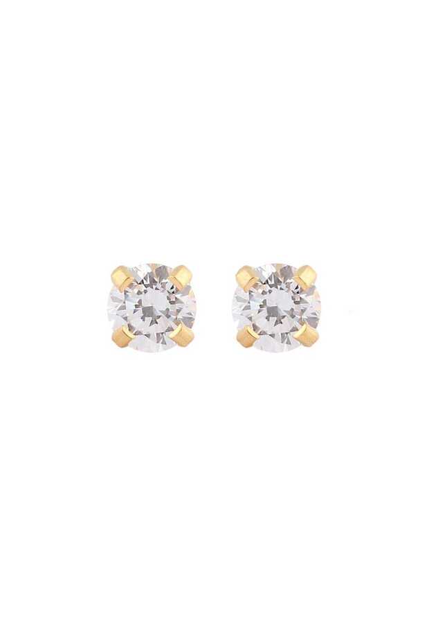 Gold Plated 4Mm Cubic Zirconia Tiffany