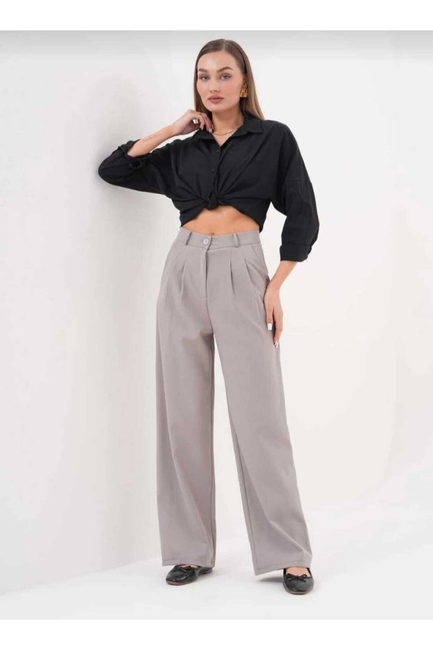 Women's Pleated Fabric High Waist Palazzo Pants