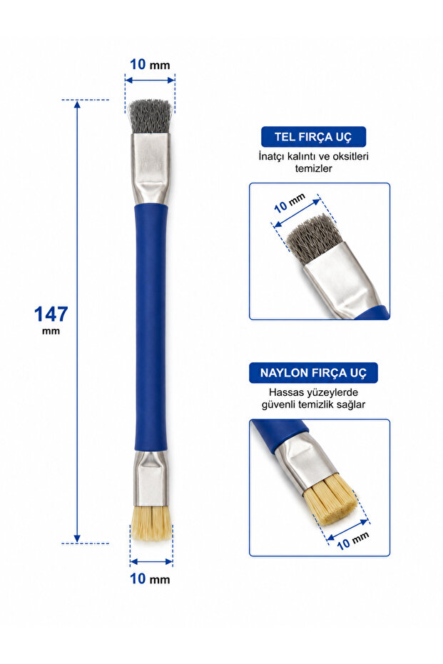 Professional Double-Sided Electronic Cleaning Brush 147 mm – Pcb Solder Motherboard Cleaning Brush with Wire and Nylon Tips