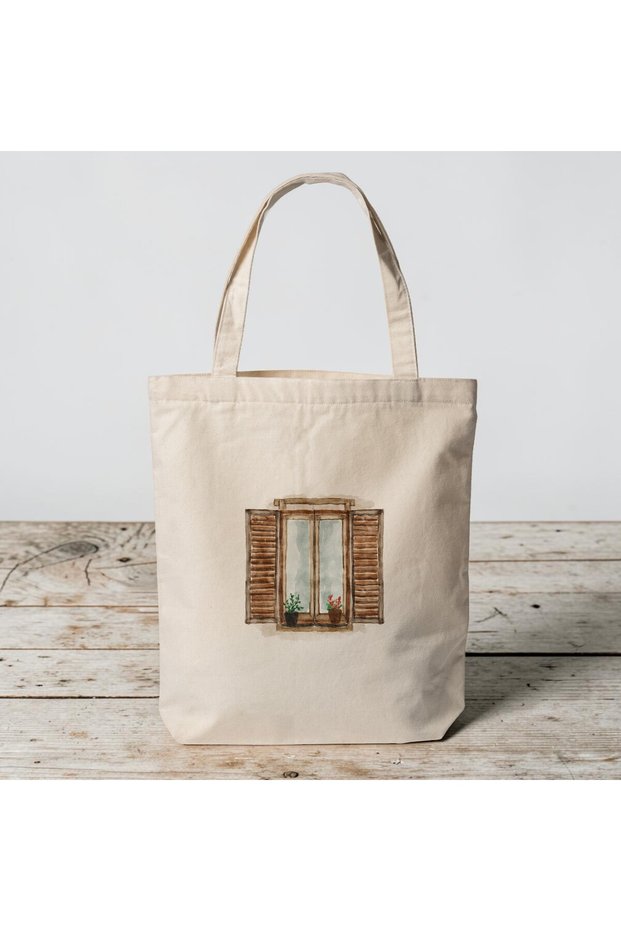 Window Retro Printed Fabric Shoulder Bag - 35X40 cm