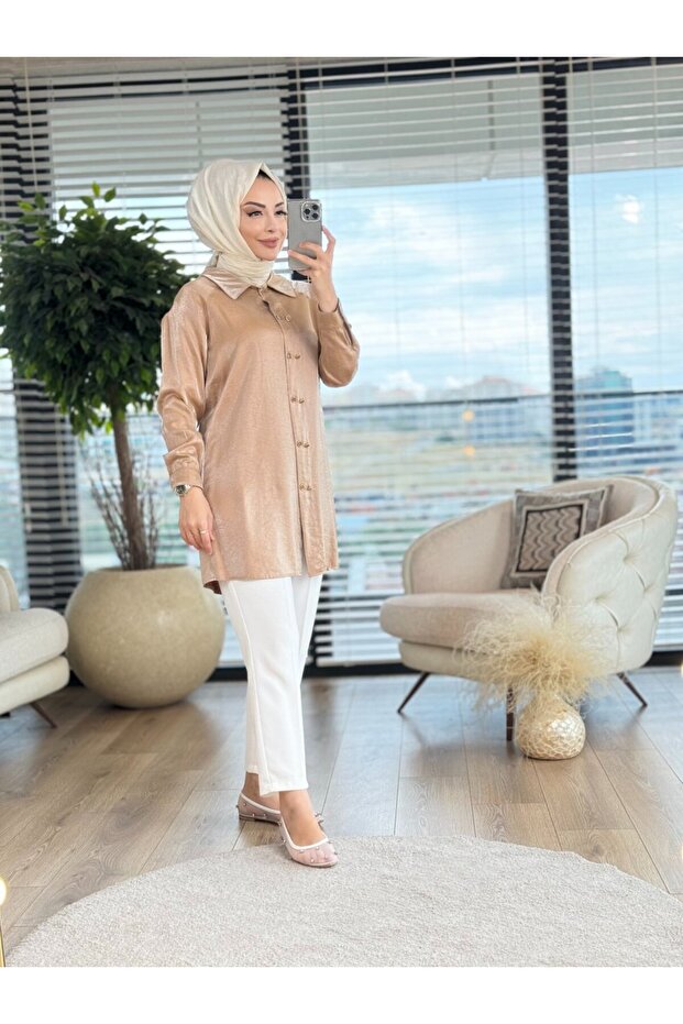 6183 تونيك بأزرار مزدوجة لاتيه