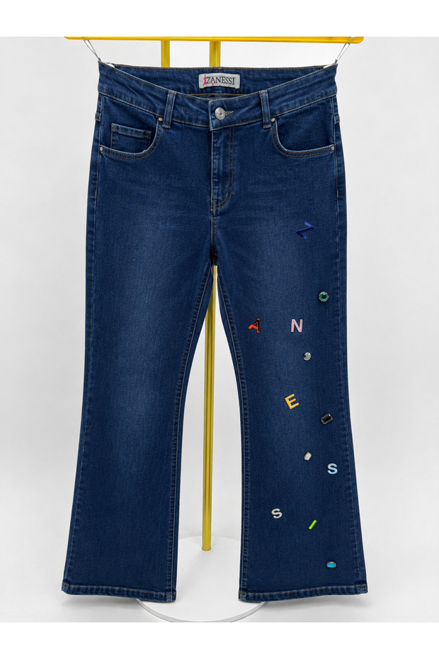 Plus Size Stoned Denim Women's Trousers
