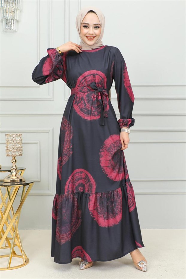 Aerobin Patterned Dress Bordo