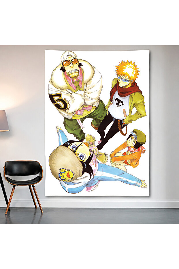 Bleach Character Collage Wall Covering Wall Tapestry First Quality Satin Fabric Poster