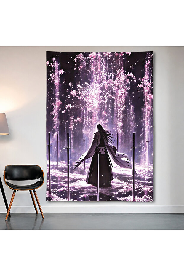 Anime Cherry Blossom Shrine Wall Cloth Wall Tapestry First Quality Satin Fabric Poster