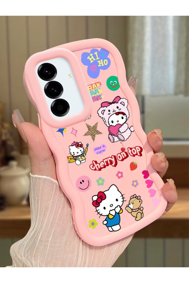 Samsung Galaxy A36 5g Compatible Case Camera Protector Pink Silicone Couple Phone Case Kitty Pattern