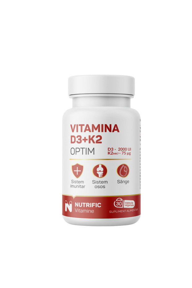 Vitamina D3 2000UI + K2 75mcg Optim 30cps vegetale