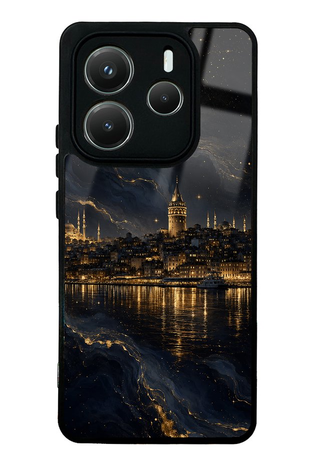 Xiaomi Redmi Note 14 5g Golden Galata Night Design Glossy Phone Case