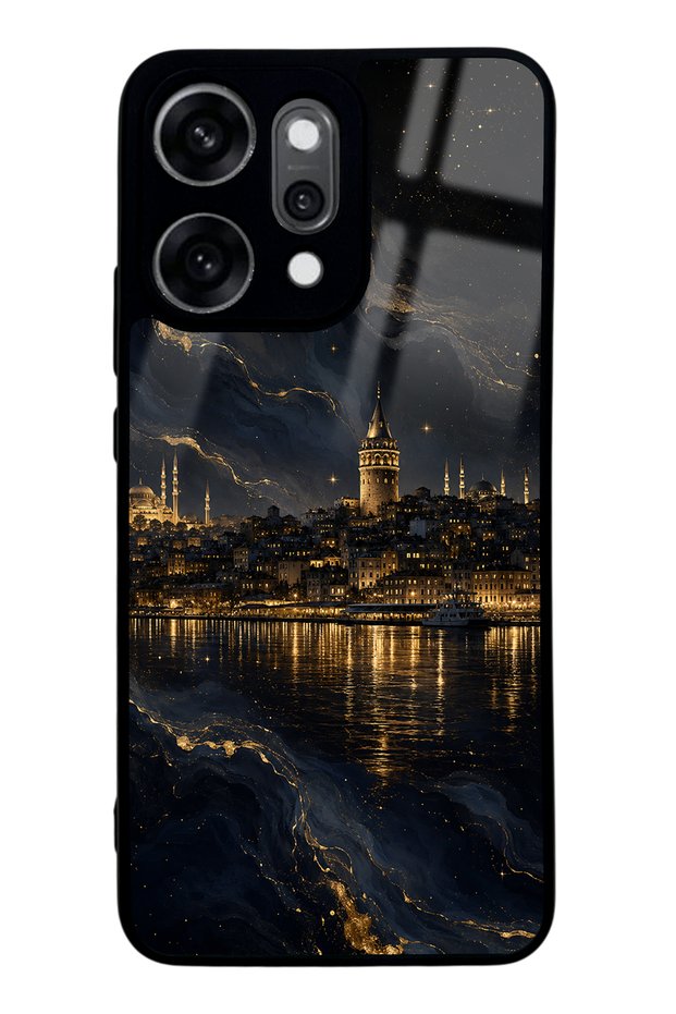 Oppo Reno 14 Pro Golden Galata Night Design Glossy Phone Case