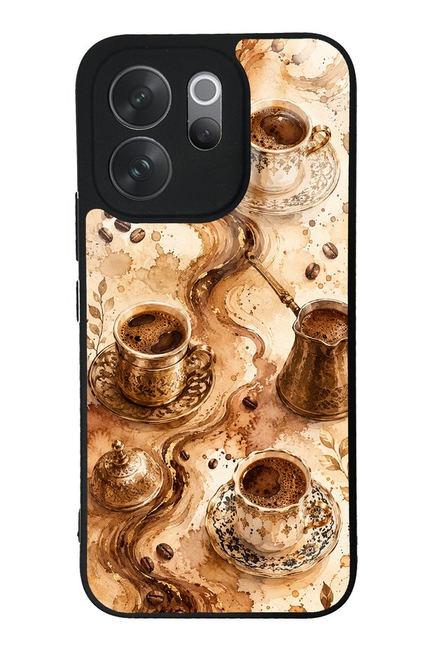 Vivo V70 Golden Mocha Flow Design Glossy Phone Case