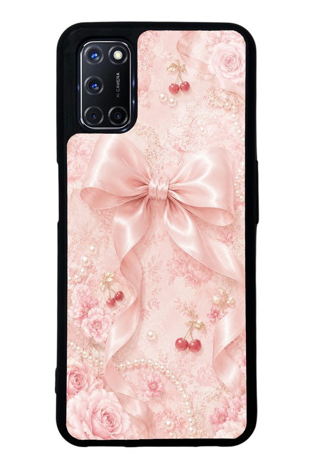Oppo A52 Glossy Phone Case with Cherry Blush Bow Design
